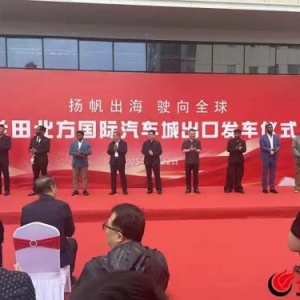 临沂兰田北方国际汽车城举行出口发车仪式，20辆二手车扬帆“出海”